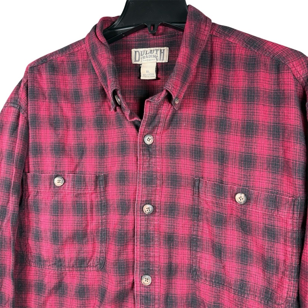 Duluth Trading Mens Flannel Shirt XL Red Buffalo Plaid Lumberjack‎ Workwear Camp